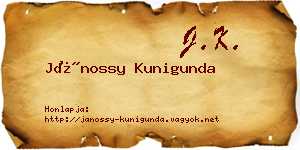 Jánossy Kunigunda névjegykártya